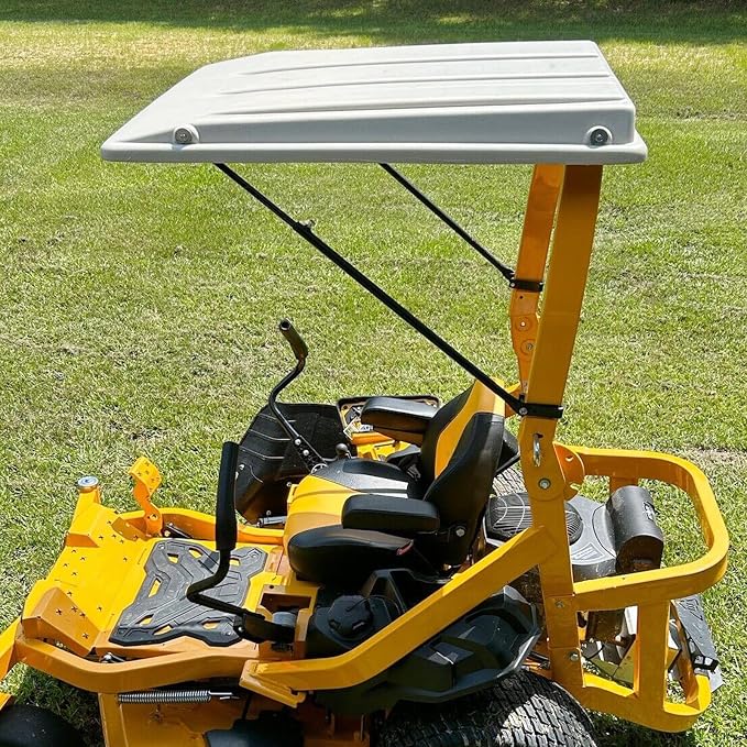 ECOTRIC Lawn Tractor Sun Shade, Top Canopy Compatible with John Deere Tractors with ROPS, White Sun Shade W/Mounting Brackets, Reduce Heat and Glare with This Umbrella Canopy