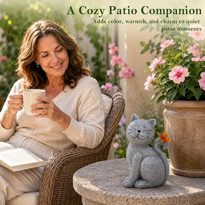 Nacome Cat Outdoor Statues for Garden: Outside Decor with Butterfly Clearance for Yard Art Lawn Ornaments Porch Patio Balcony Home House - Gifts for Mom Grandma Women