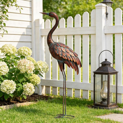 chisheen Outdoor Garden Crane Statues and Sculptures Metal Yard Art Statue for Garden Decoration Large Size