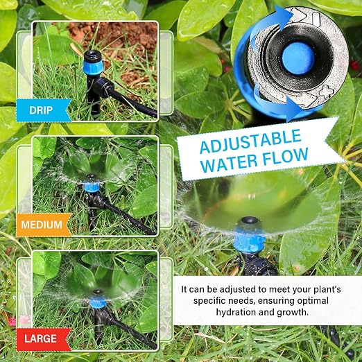 243FT Drip Irrigation Kit, Drip Irrigation System with 1/2'' Hose1/4 Drip Irrigation Tubing, 2026New Quick-Connect, Three Adjustable Nozzle Types for Garden Greenhouse Flower Bed Patio Lawn