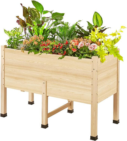 SPECRAFT 4x2 Ft Raised Garden Bed - Features Legs, Drainage Holes, Ideal for Vegetables, Flowers, Elevated Wood Planter Box for Balcony, Patio, Backyard, Easy Assembly Fir Wood