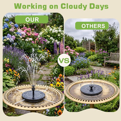 AISITIN Solar Fountain with 3.5 W Solar Panel, Solar Fountain for Bird Bath 1500 mAh Battery - 6 Effects for Pool, Fish Pond, Bird Bath, Garden