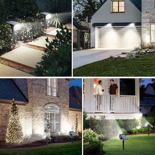 Tadyreal Solar Spot Lights Outdoor 6 Pack, [46 LED/3 Modes] Solar Landscape Spotlights Waterproof, 2-in-1 Auto On/Off Solar Powered Lights for Outside Yard Garden Wall Pathway(Cool White)