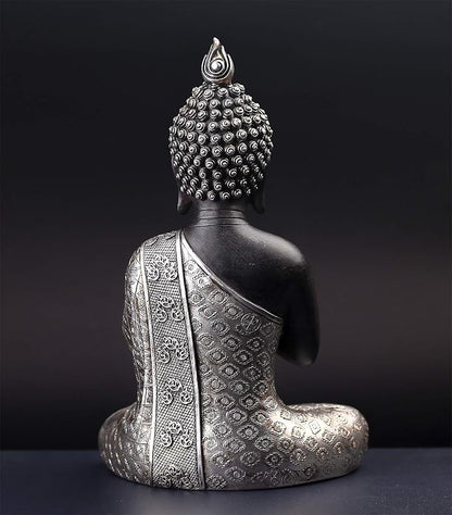 JORAE Seated Buddha Statue Buddhism Thai Meditating Home and Garden Decorative Sculpture Praying Collectibles Figurines, 9.5 in, Polyresin