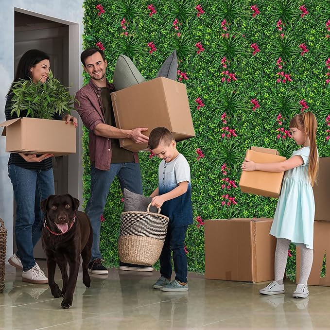 Grooy Boxwood Roll Panels, Grass Wall 20"x20"(16PCS), Grass Backdrop, Privacy Screen, Sun Protected Green Wall Decor for Outdoor, Indoor, Garden, Backyard and Décor