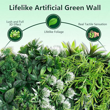 6PCS Grass Wall Panels, 20"x20" Artificial Ivy Greenery Wall Backdrop, UV-Anti Faux Boxwood Grass Panels Green Wall Decor for Garden Patio Balcony