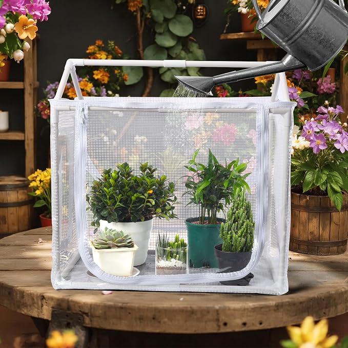 Mini Greenhouse for Indoor Plants, Fully Enclosed Mini Indoor Greenhouse with Top Opening, Waterproof Small Indoor Greenhouse for Nursery & Germination