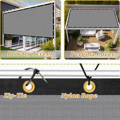 Shade&Beyond Customized Size 12' X 14' Shade Cloth with Grommets, 90% UV Protection UV Protection Mesh Tarp Sun Screens for Patio GN01, Light Gray