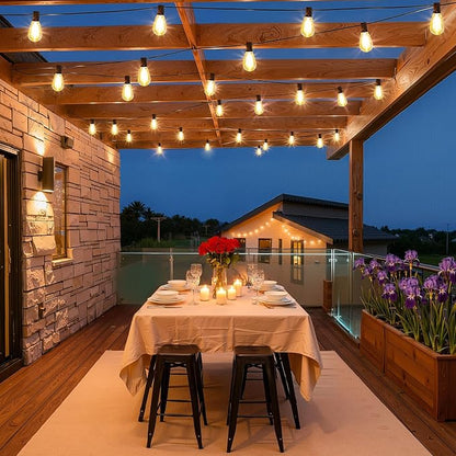 Larkvue 150FT(2x75FT) LED Outdoor String Lights S11 Dimmable Patio Light, with 44+3 Waterproof Shatterproof Edison 2700K Bulbs for Yard Balcony, Black