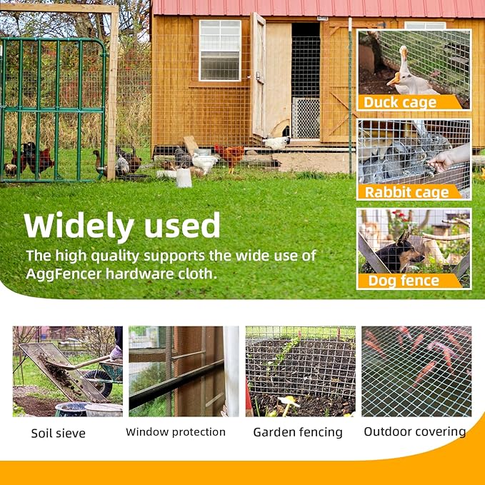 24in x 25ft Hardware Cloth 1/8 inch 27Ga Hot Dipped Galvanized After Welding, Chicken Coop Wire Fence, Welded Metal Fencing Roll Mesh for Bee Screen Garden Plant Poultry Animal Netting Cage