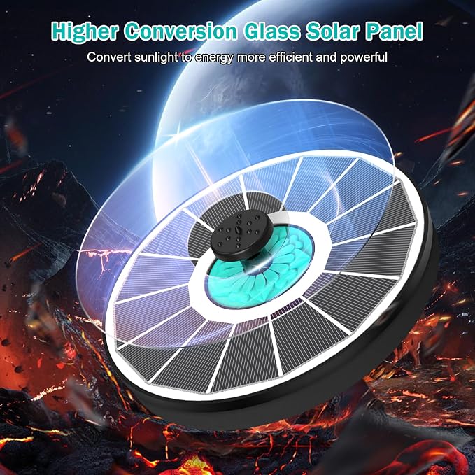 Solar Fountain Cyan Flower, Upgrade 3.5W Solar Bird Bath Fountains, Solar Powered Water Fountain with 7 Nozzles, 4 Fixed Pipes for Hummingbirds, Bird Bath, Garden, Pool, and Pond