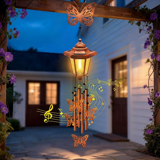 2 Pack Solar Butterfly Wind Chimes, Gifts for Women Mom Grandma Wife Sister Daughter Neighbor, Classic Bronze Wind Chimes With Wind Catcher Solar Decor Light For Outdoor Garden Patio Yard Porch Window