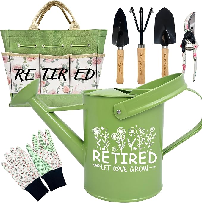 Retirement Gift for Woman, Garden Kit Christmas Retirement Gifts Floral Gardening Tool and Durable Garden Tool Organizer Bag, Gardening Set for Grandma/Coworker, Retired Plant Lover Birthday Present