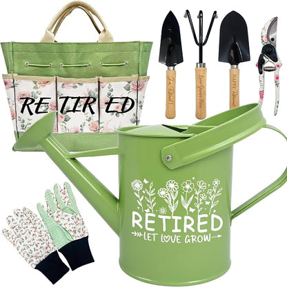 Retirement Gift for Woman, Garden Kit Christmas Retirement Gifts Floral Gardening Tool and Durable Garden Tool Organizer Bag, Gardening Set for Grandma/Coworker, Retired Plant Lover Birthday Present