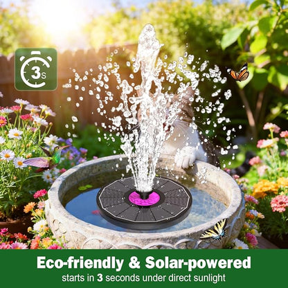 SZMP Powerful 3.5W Anti-Drift Solar Fountain for Bird Bath, Solar Powered Water Pump with 7 Nozzles, Bird Bath Fountain for Garden, Pool, Pond – Attracts Hummingbirds (Black)