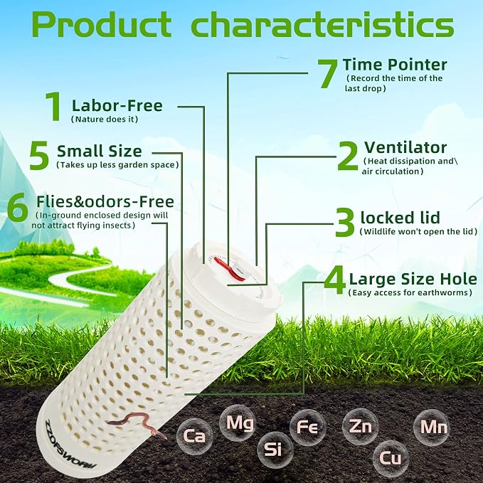 In Ground Worm Compost Bin for Raised Garden Beds,Underground Worm Composter with Date Tracker Removable Bottom,Outdoor Vermicomposting Compost Bin for Kitchen Scraps(Two Middle)