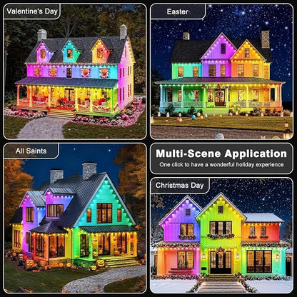 LITSOUL 400FT Permanent Outdoor Lights for House Waterproof, Smart RGB Eave LED Lighting with 16 Million Colors, IP67 Outdoor Strip Lights for Christmas Halloween Holiday Daily Decorations(400FT)