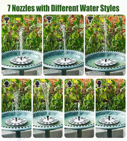 Yzert Solar Fountain Bird Bath Fountains Pump Upgraded 100% Glass Panel, Solar Powered Water Fountain with 8 Nozzles & 4 Fixers for Garden, Pond, Pool, Patio, Outdoor - No Battery Needed (White)