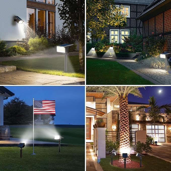 nipify 10 Pack 62 LED Solar Spot Lights Outdoor Motion Sensor with 3 Modes | 2-in-1, Auto ON/OFF, Solar Powered, Waterproof Landscape Spotlights for Outside Yard Wall Garden, Cool White