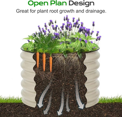 Aoodor 2 Pack 17" Tall 24" Metal Raised Garden Bed, Outdoor Planter Box and Raised Garden Kit for Vegetables, Flowers, and Herbs, Beige