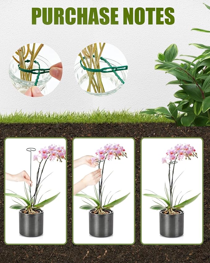 12 Pack 36 Inch Plant Support Stakes for Outdoor Plants and Indoor Flowers | Includes 24 Twist Ties, Sturdy metal, Rust-proof, Adjustable height, Supports Hibiscus,Sunflower,Hydrangea,Tomato,and more