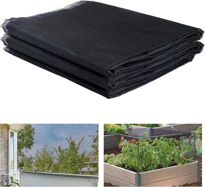 ANPHSIN Strong PP Nanocomposite Mosquito Net Garden Netting - 10 x 12ft Clear View Bird Insect Pest Mesh Barrier Screen for Patio, Balcony, Porch, Outdoor Raised Beds Protection (Black)