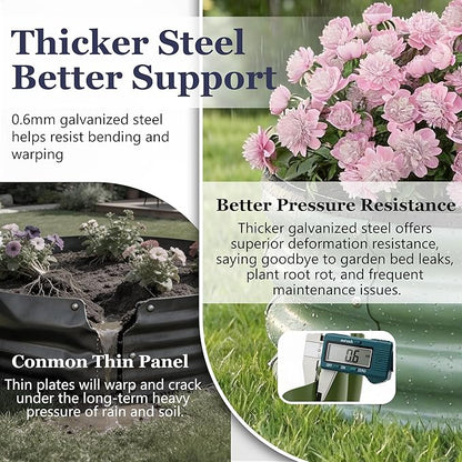 2 x 2 x 1 ft Round Raised Garden Bed, Green 3 Pack 0.6 mm Thick Galvanized Steel Planter Box with Double Layer Paint and Safety Edge Trim for Vegetables Flowers Herbs Outdoor Garden