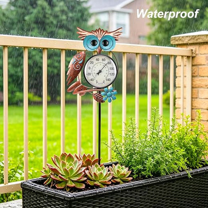 MUMTOP Outdoor Thermometer, Owl Outside Decor for Patio, Yard and Garden | No Battery Needed, Waterproof, Indoor and Outdoor, Easy to Read, Gifts Idea
