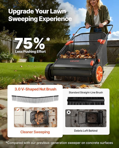 VEVOR 3 Packs Lawn Sweeper Brush Replacement, Compatible with VEVOR 30 in Lawn & Leaf Collector Sweepers, Yard Sweeper Brush Paddle with Durable V-Shaped Bristles for Easy Grass Leaf Cleanup