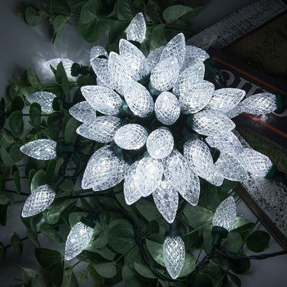 AWQ 100LED 81 FT C9 Christmas String Lights Plug in Fairy Twinkle String Lights 8 Modes Timer Function Waterproof Extendable for Indoor Outdoor Wedding Party Christmas Decoration (100, White)