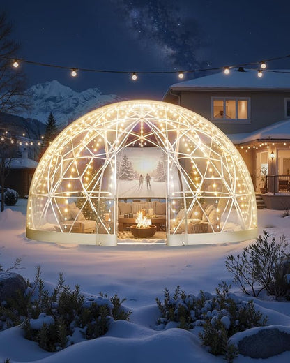 VEVOR Garden Dome Tent, 9.5 x 5.7 ft Outdoor Clear Bubble Tent for 2–4 Person, Weatherproof Geodesic Dome Greenhouse with Window, PVC Transparent