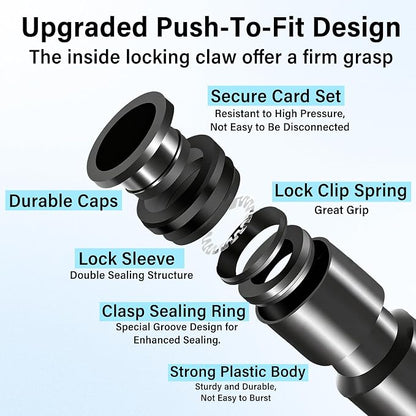 44 Pcs 1/4" Quick Connect Drip Irrigation Fittings Kit for for Gardens | with 4 Shut Off Valve,10 Tees,10 Couplings,10 Elbows & 10 End Plugs,for Garden Irrigation Systems