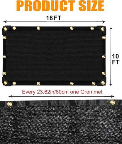 70% Black Sun Shade Cloth 10FT x 18FT, Outdoor Shade Netting with Grommets | UV Sunblock Fabric for Garden, Plants Cover, Greenhouse, Pergola, Patio, Porch & Chicken Coop,Tomatoes