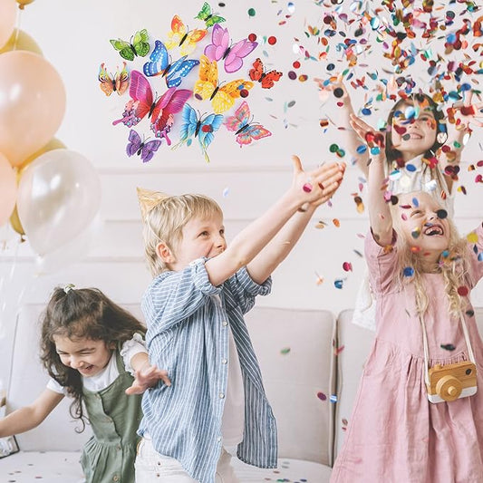 OPSEAM Butterfly Wall Décor 72 PCS, 3D Butterflies Stickers for Party Decorations with Magnets(Colorful, 72)
