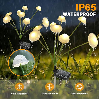 Solar Garden Lights Outdoor, 4Pack Solar Lights Garden Decor, Swaying Mushroom Lights Waterproof for Yard, Patio,Pathway Decoration,Gifts for Women,Mom(Warm White)