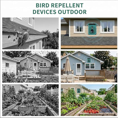 2026 Solar Ultrasonic Bird Repellent Devices Bird Repeller Outdoor Woodpecker Deterrent for House IP65 Waterproof Pigeon Repeller Animal Repellent for Outside Balconies Patio Porch Garden (2)