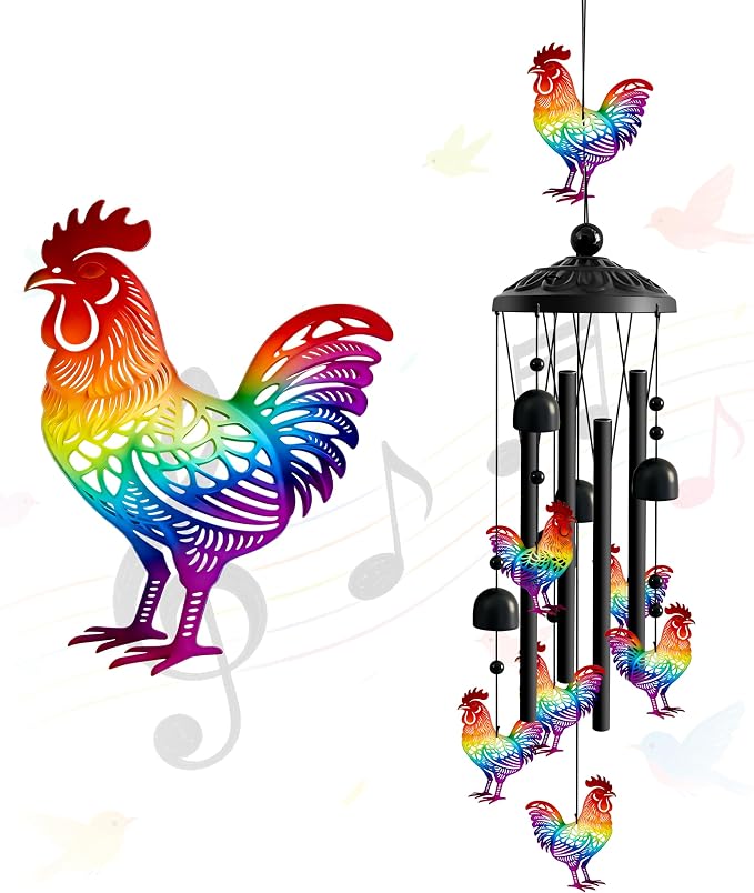 Wind Chimes for Outside, Deep Tone Memorial Windchimes for Patio Porch Balcony Decoration, Memorial Wind Chimes Gifts for Mother’s Day Women Mom Grandma Sister(Chicken)