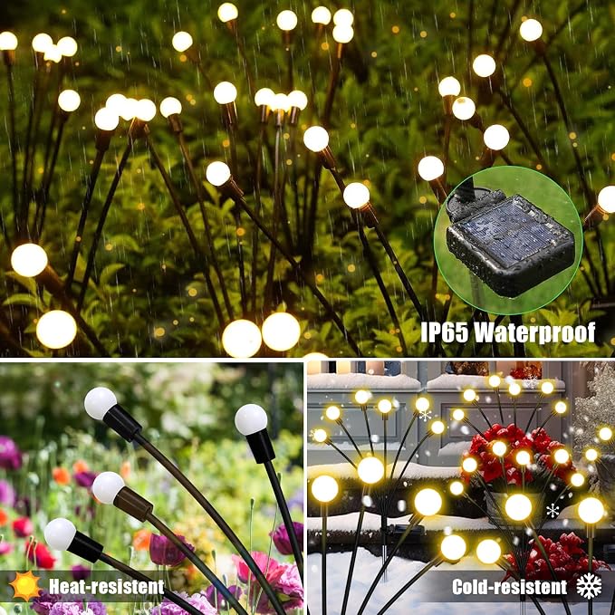 NBQQ Solar Garden Lights Outdoor, 2 Pack Swaying Light Waterproof | Solar Lights Outdoor for Yard Pathway Patio, Swaying Lawn Decor as Gardening Gifts for Women Holiday