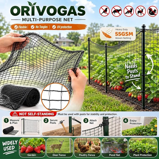 Plastic Mesh Fence Deer Fencing 4x75ft,Reinforced Edges,55gsm Heavy Duty Temporary Fence,Ideal for Garden Netting,Animal Barrier,Safety Netting, Fruit Plant Protection, Black