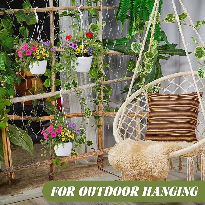 LemonRoad 30 Pcs 5.5 Inch Hanging Planter Pot with Hook, Garden Self-Watering Flower Plant Holder for Outdoor Indoor Mini Succulent Plant Garden(White)