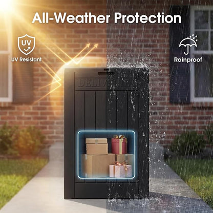 Greesum 52 Gallon Extra Large Deck Box with Lock, Heavy-Duty Resin Outdoor Storage Container, Waterproof Lockable Chest for Patio Furniture, Garden Tools, Pool Equipment, Dark Black