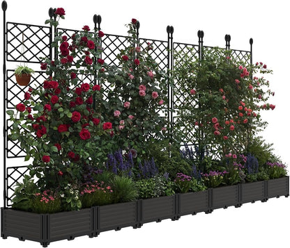 7PCS Planter Box WithTrellis,Planter Box for Climbing Plants/Vines,116x63In Garden Trellis,for Vegetables Flower, Planter Box for Backyard Patio Balcony