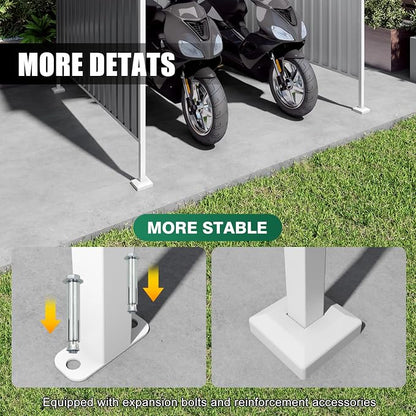 6x6FT Open Air Storage Shelter, Metal Outdoor Garden Shed, Doorless Patio Organizer for Bikes Motorcycle BBQ Tools Pet House Weather Resistant Backyard Storage Cover Canopy Utility Shelter