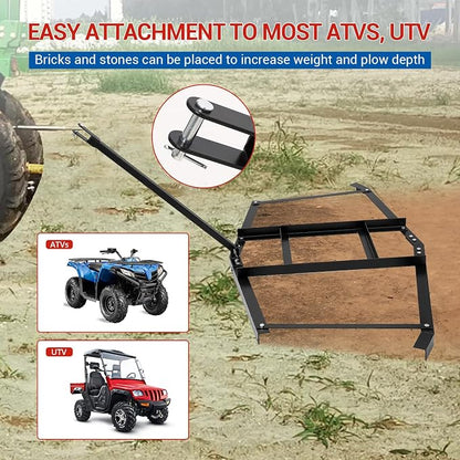 GarveeLife 74”Wide Drag Harrow, High Efficient Driveway Grader with Pin Hitch, Up to 50 LBS, Heavy Duty Lawn Leveling Rake Pull Behind Lawn Tractor Rake for Sand, Soil, Farm, Garden