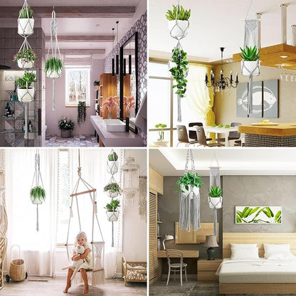 SFENNGPET Macrame Plant Hangers, 6Pack Hanging Planters for Indoor Plants w/ 6 Set Hangers Kit Handmade Macromay Plant Hangers Indoor Flower Pots Holder Stand for Boho Home Décor (POTS NOT Included)