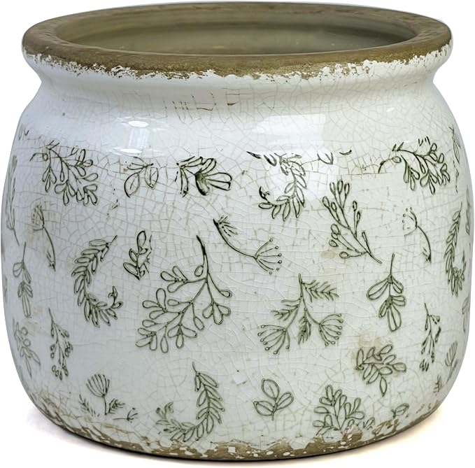 Dosayes Vintage Ceramic Ice Crack Flower Pot with Drainage Holes, Country Rustic Planters for Indoor and Outdoor,Tuscan Decor,Home,Living Room, Garden Decor, Gardening Gift (Retro)