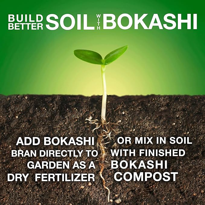 TeraGanix TCM Premium Bokashi Bran Bulk, Compost Accelerator, Rice Bran Mix, Odor Eliminator, Bokashi Compost Starter for Kitchen Compost Bin & Soil (22 Lb)