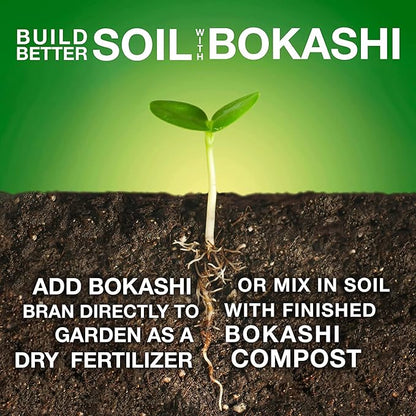 TeraGanix TCM Premium Bokashi Bran Bulk, Compost Accelerator, Rice Bran Mix, Odor Eliminator, Bokashi Compost Starter for Kitchen Compost Bin & Soil (22 Lb)