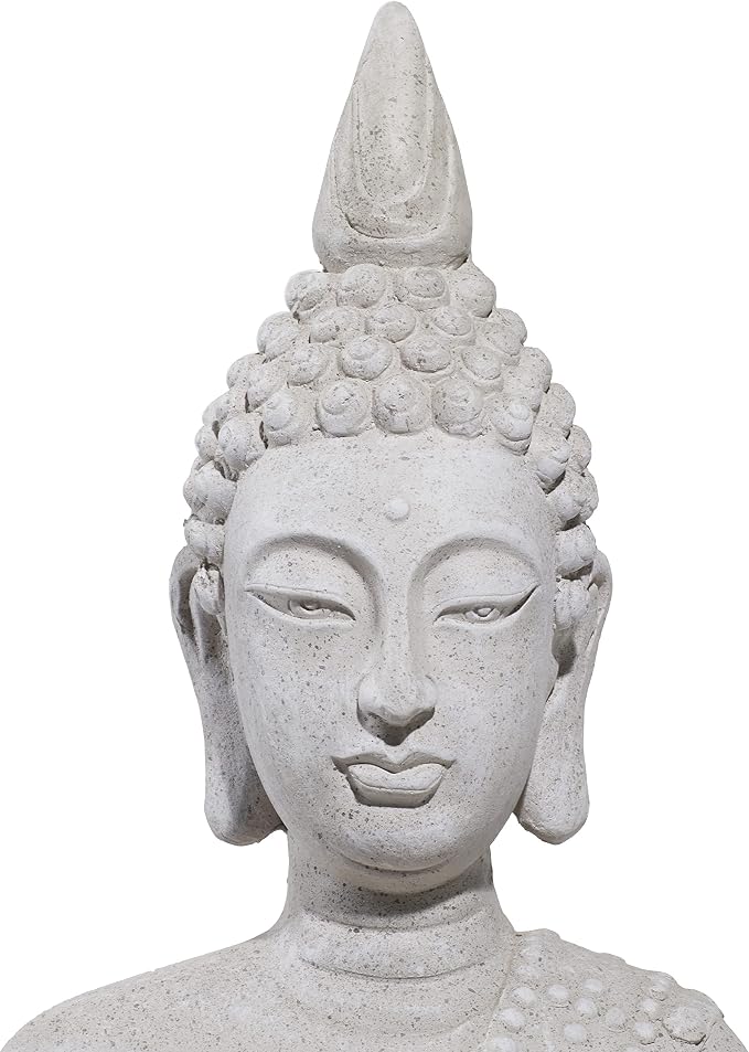 Deco 79 Magnesium Oxide Buddha Decorative Garden Sculpture Indoor Outdoor Garden Statue, Outdoor Sculpture 19" x 13" x 28", Gray
