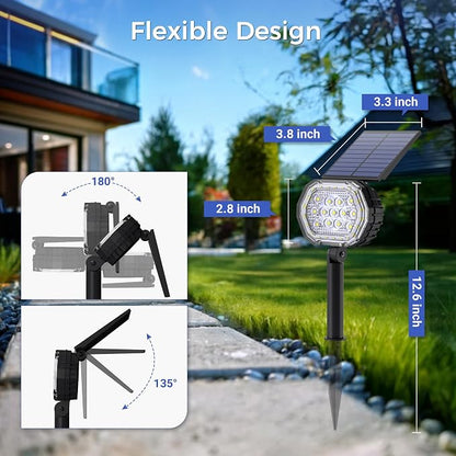 Solar Spot Lights Outdoor Waterproof IP65, 3 Modes Solar Lights Outdoor 35 LED Landscape Lighting, Spot Uplights for Flag Tree Garden Yard House Backyard, 2 Pack Cold White(6000K)
